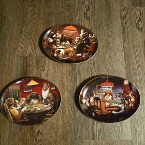 Vintage Franklin Mint Herlioom Collection  Dog Poker Scene Plates